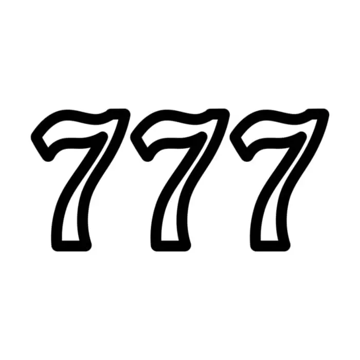 The number 777 in black ink outlines.