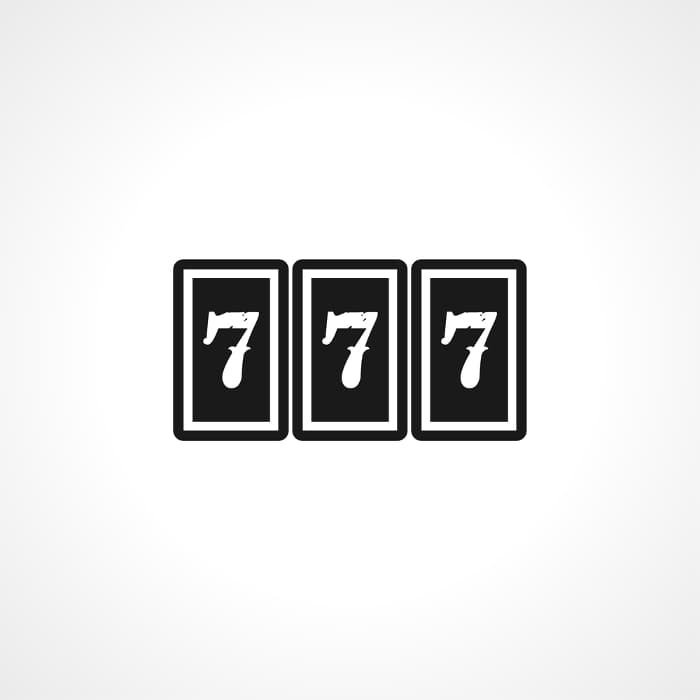 The number 777 on black rectangles with white borders and black edging.  There's a suggestion of gaming or casinos for a 777 tattoo meaning of luck or good fortune.