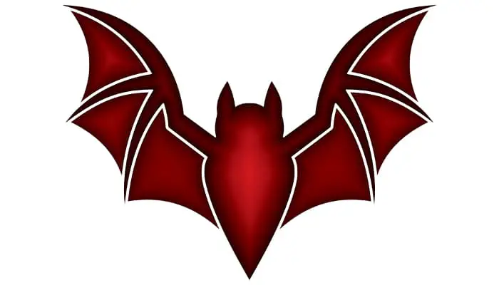 An image of a bat silhouette done in several shades of red.