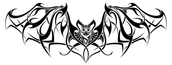 A tribal art style image of a bat.