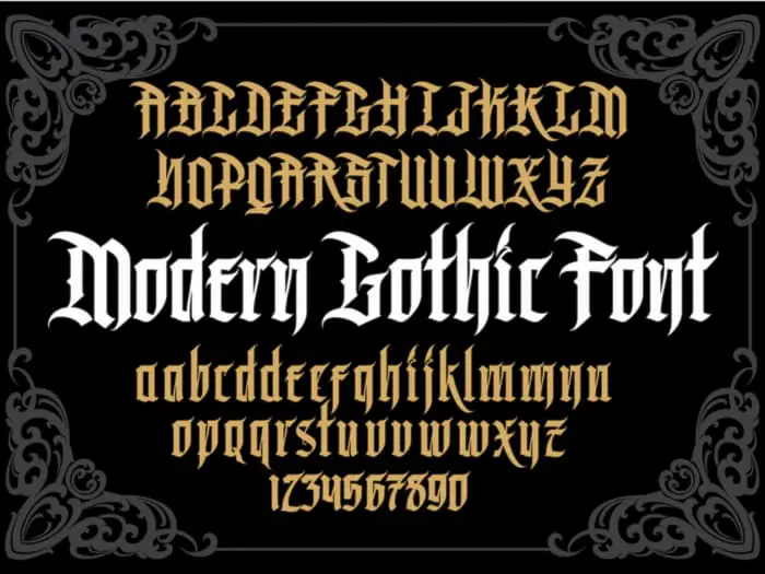 A modern Gothic font.