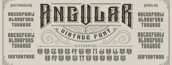An angular vintage font with an old-school feel to it.