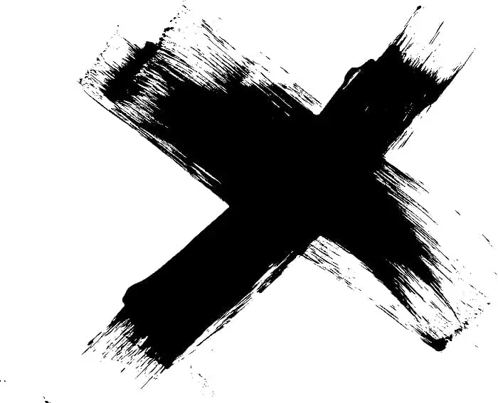 A black X made to look like two paint brush strokes.