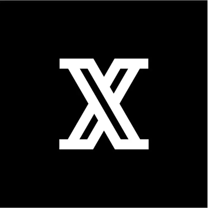 A white X on a black background created in a heavily outlined font style.