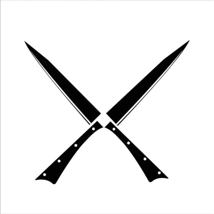 A black X formed by two crossed chef knives -- would make for an X tattoo meaning with a story behind it.