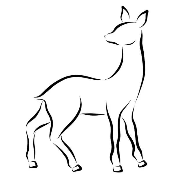 A minimalist figure of a doe deer.