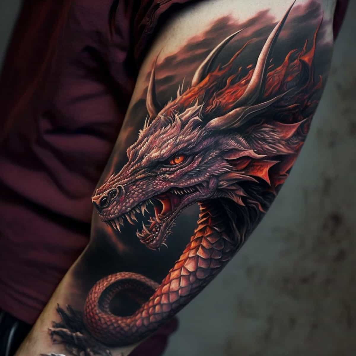 Lexica - Dragon tattoo around arm