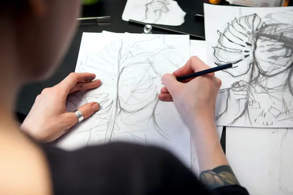 An artist sketching a human figure.